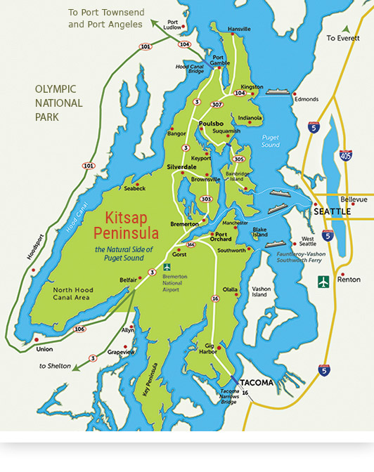 Map to visit the Kitsap Peninsula